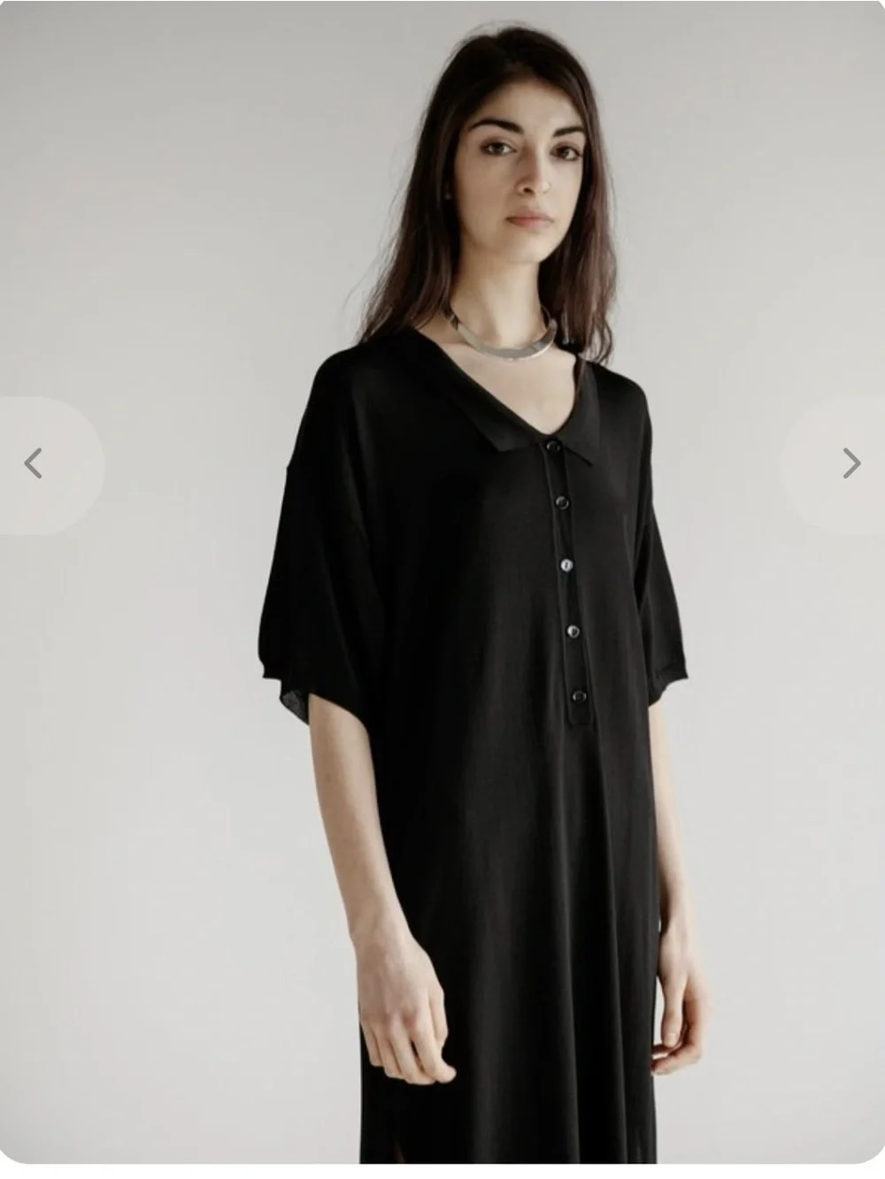 Totême Belize Knit Midi Polo Dress Black Collared Side Slit Oversized XS (s-m) - Picture 16 of 16
